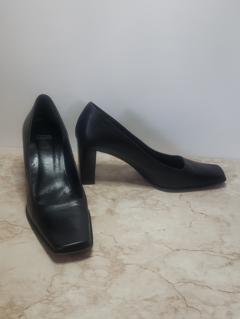 Coach Classic Black Block Heel Pumps - Women's Leather Work Shoe Size 6.5
